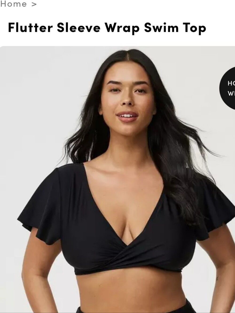 NWOT Torrid Black Flutter Sleeve Wrap Swim Top
